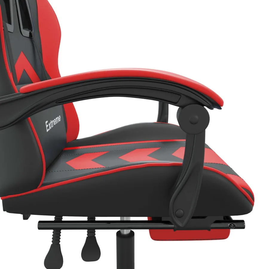 Chaise de jeu pivotante et repose-pied Noir et rouge Similicuir - 8