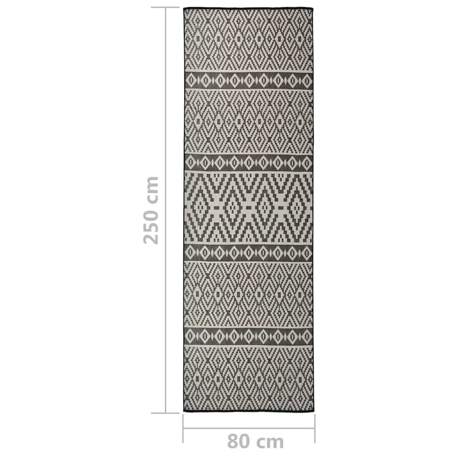 Tapis à tissage plat d'extérieur 80x250 cm Rayures noires - 6