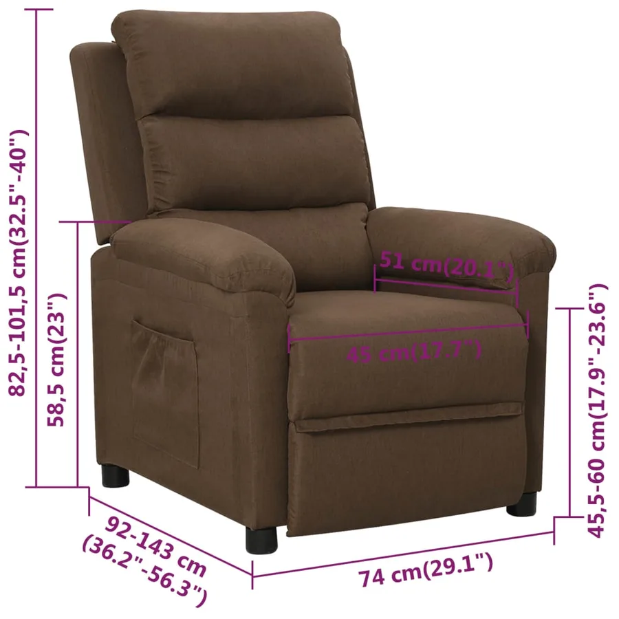 Fauteuil inclinable Marron Tissu - 11