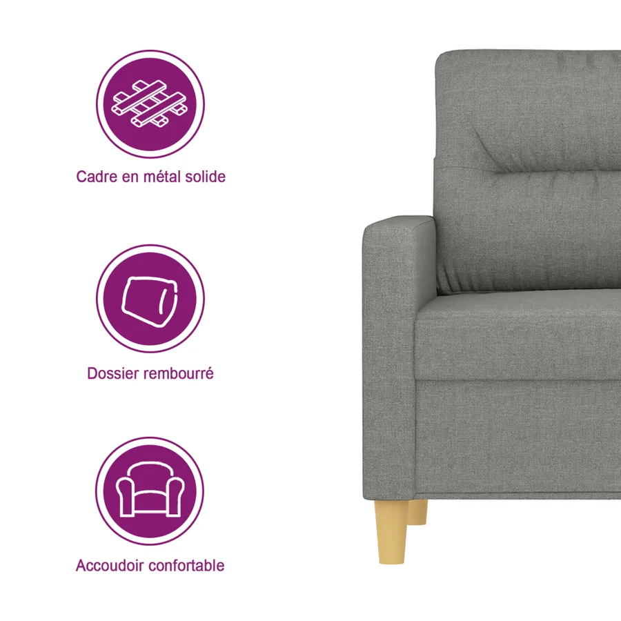 Fauteuil Gris foncé 60 cm Tissu - 9