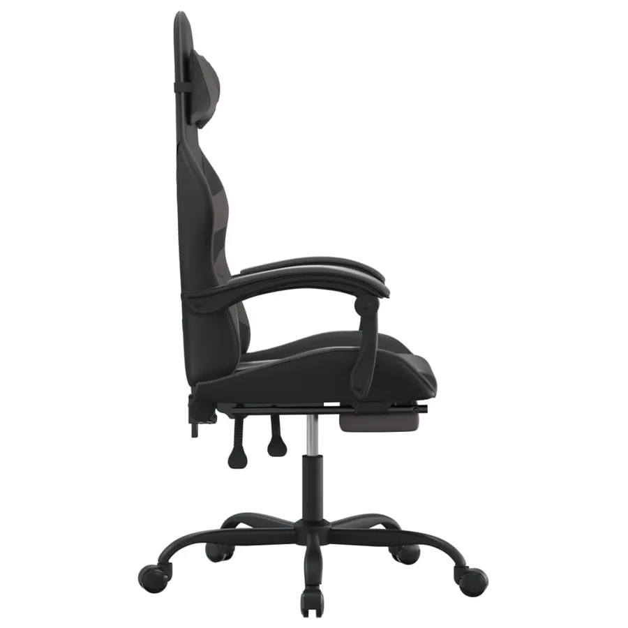 Chaise de jeu pivotante et repose-pied Noir et gris Similicuir - 4
