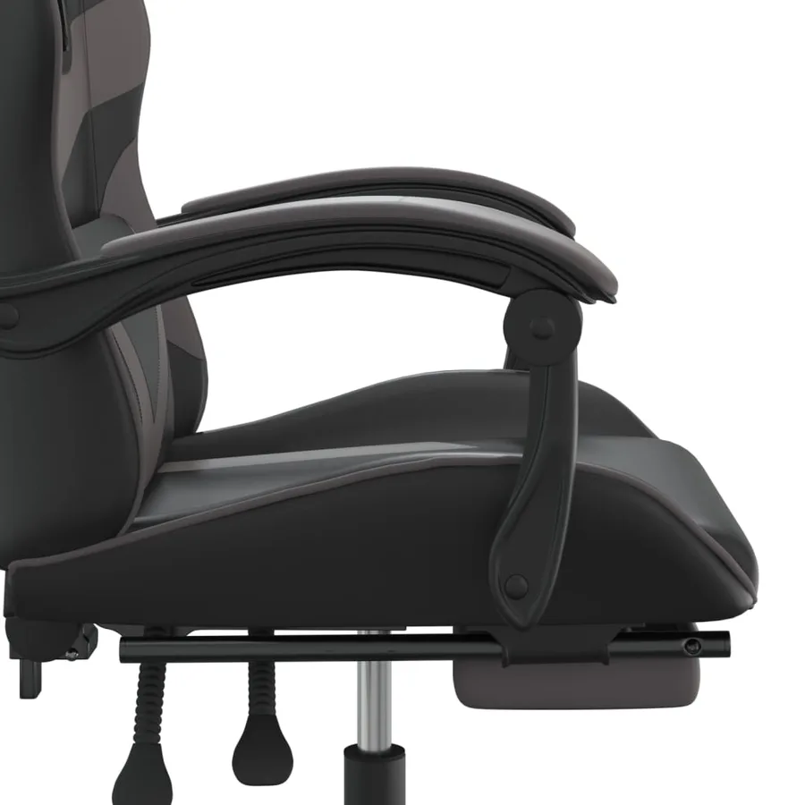Chaise de jeu pivotante et repose-pied Noir et gris Similicuir - 8