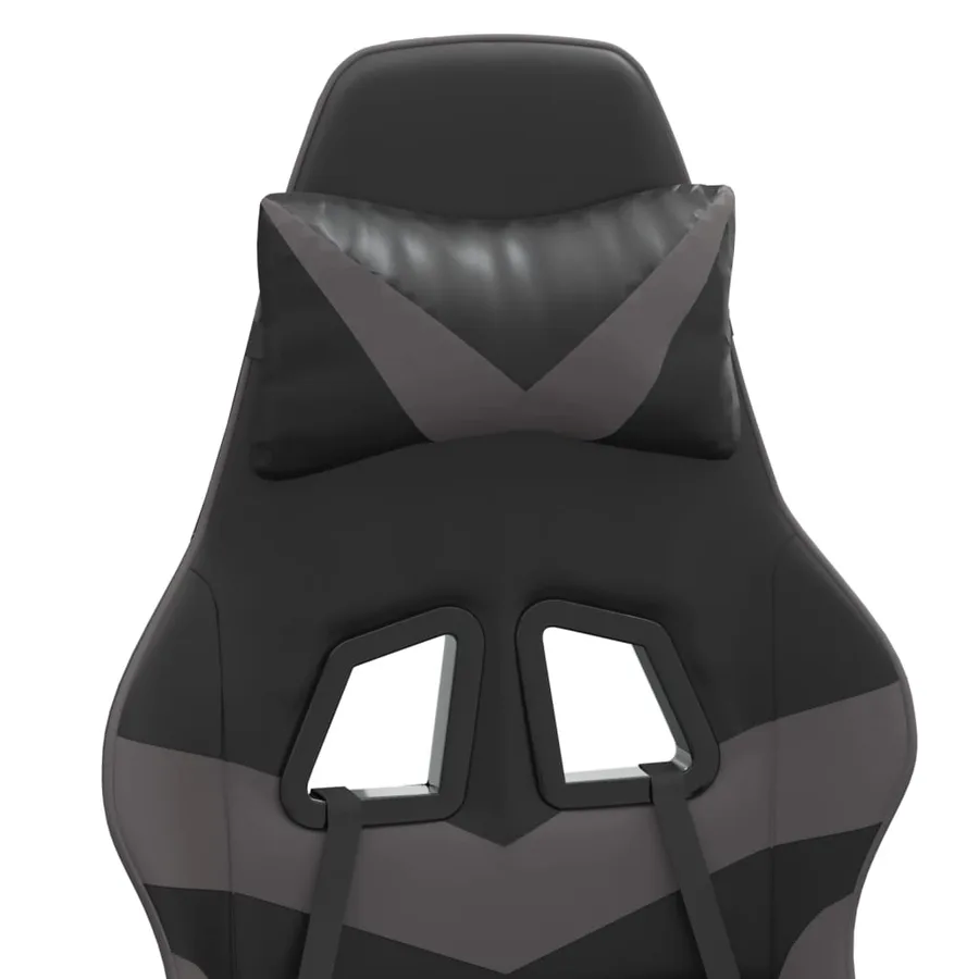 Chaise de jeu pivotante et repose-pied Noir et gris Similicuir - 9