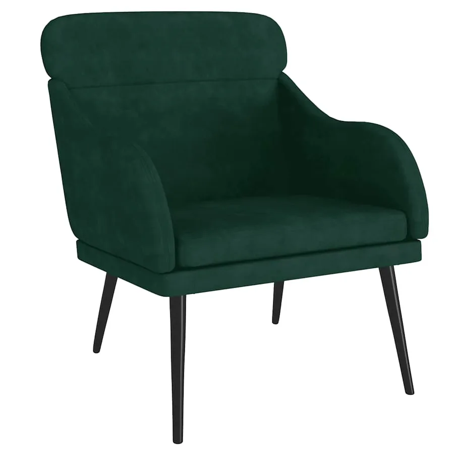 Fauteuil Vert foncé 63x76x80 cm Velours - 2