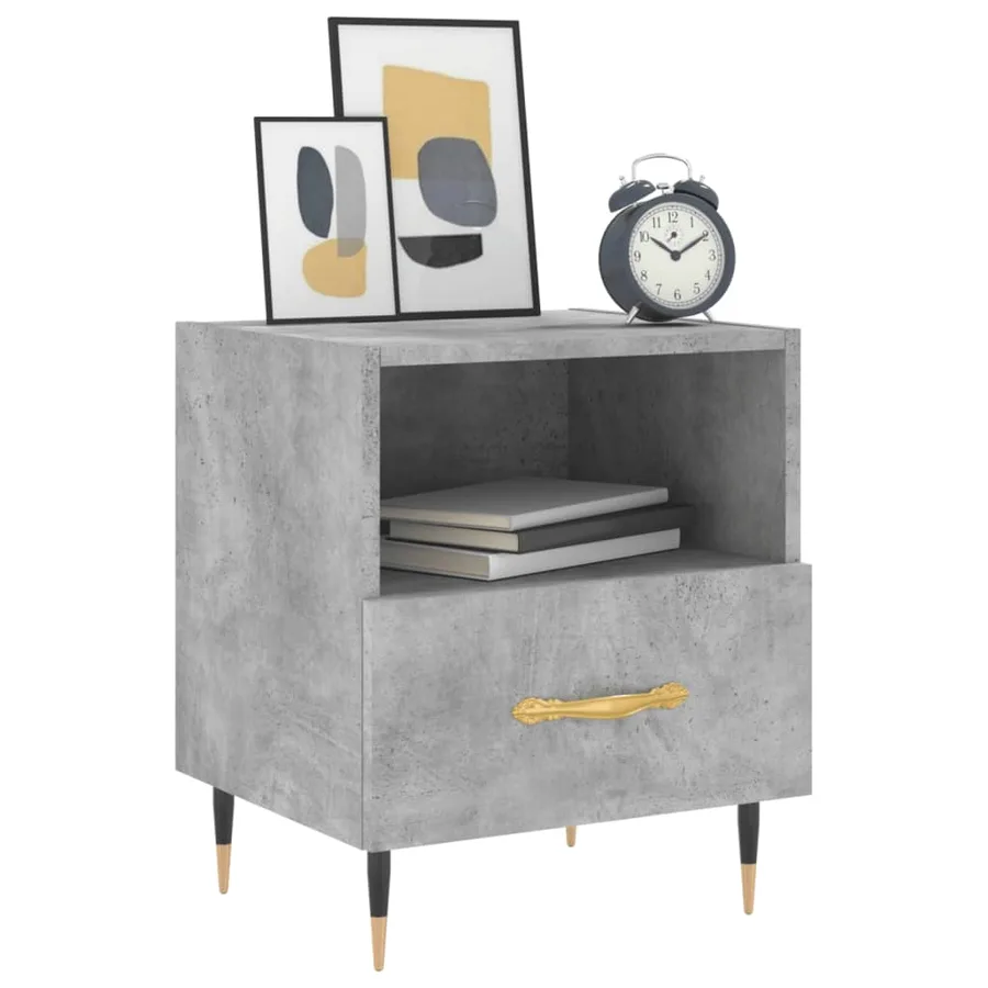 Tables de chevet 2pcs gris béton 40x35x47,5cm bois d’ingénierie - 3