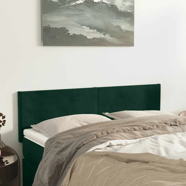 Têtes de lit Vert foncé 144x5x78/88 cm Velours