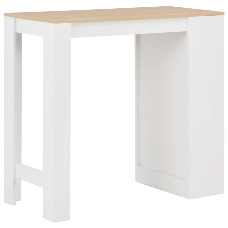 Table de bar avec étagère Blanc 110x50x103 cm - 3