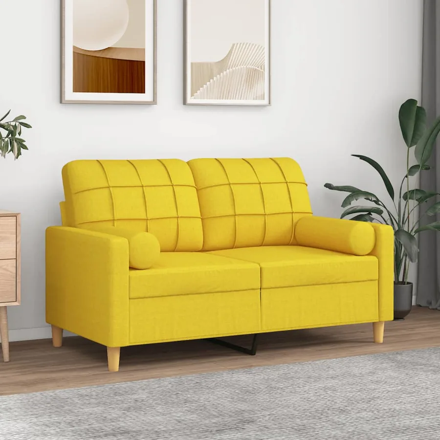 Coussins décoratifs lot de 2 Jaune clair Ø15x50 cm Tissu