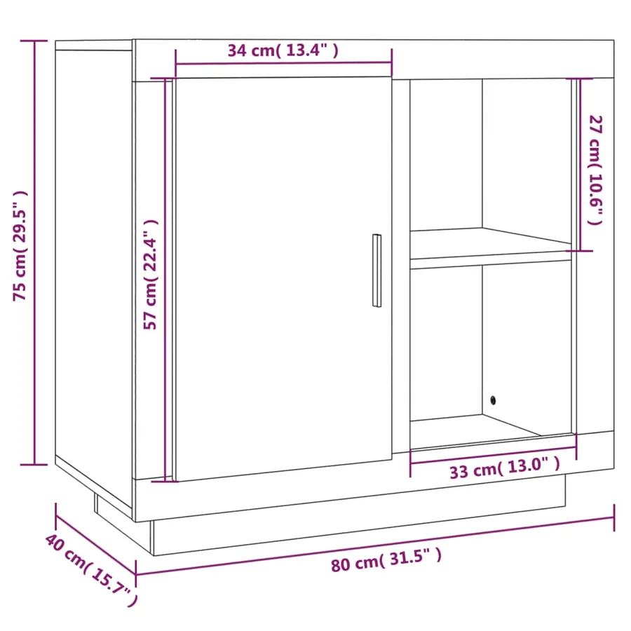 Buffet Chêne sonoma 80x40x75 cm - 9