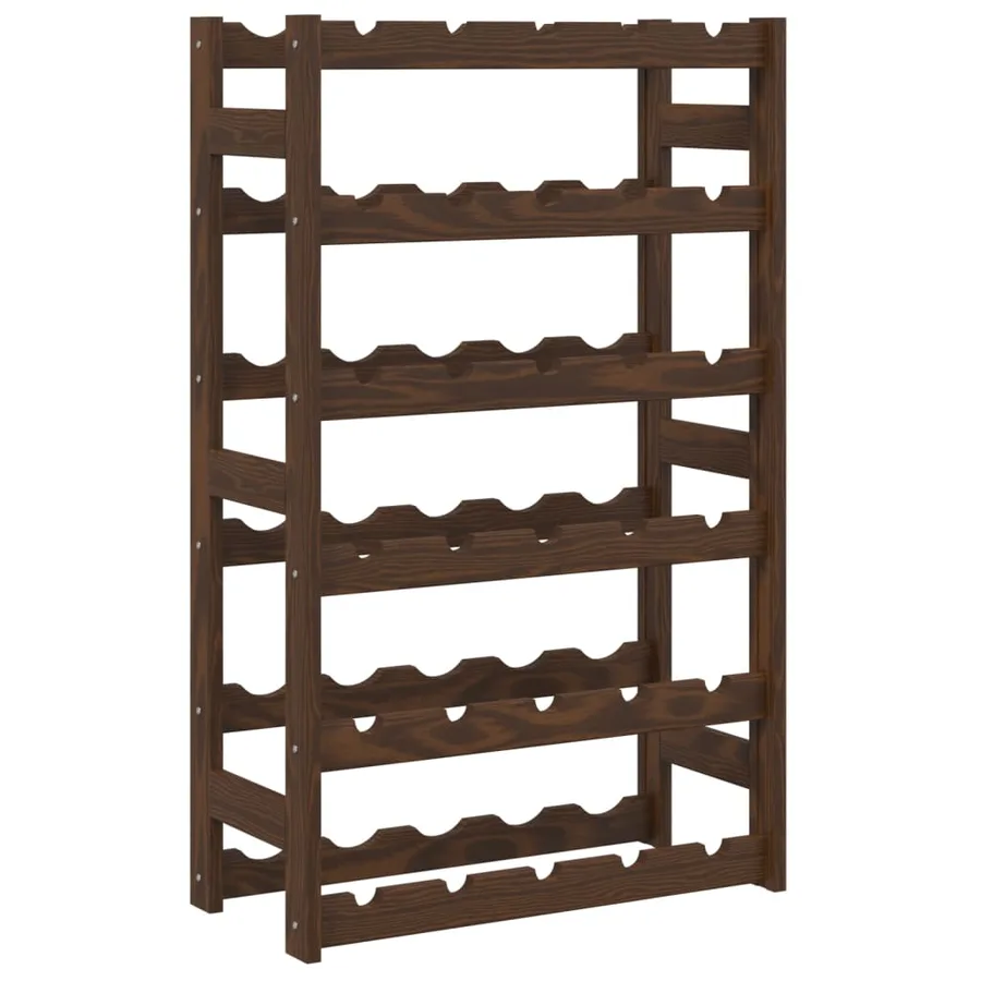 Casier à bouteilles pour 30 bouteilles marron bois pin solide - 2