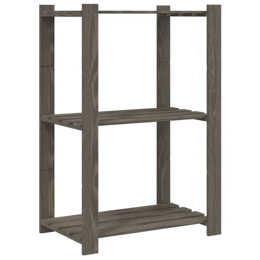 Support de rangement à 3 niveaux gris 60x38x90 cm bois de pin - 2