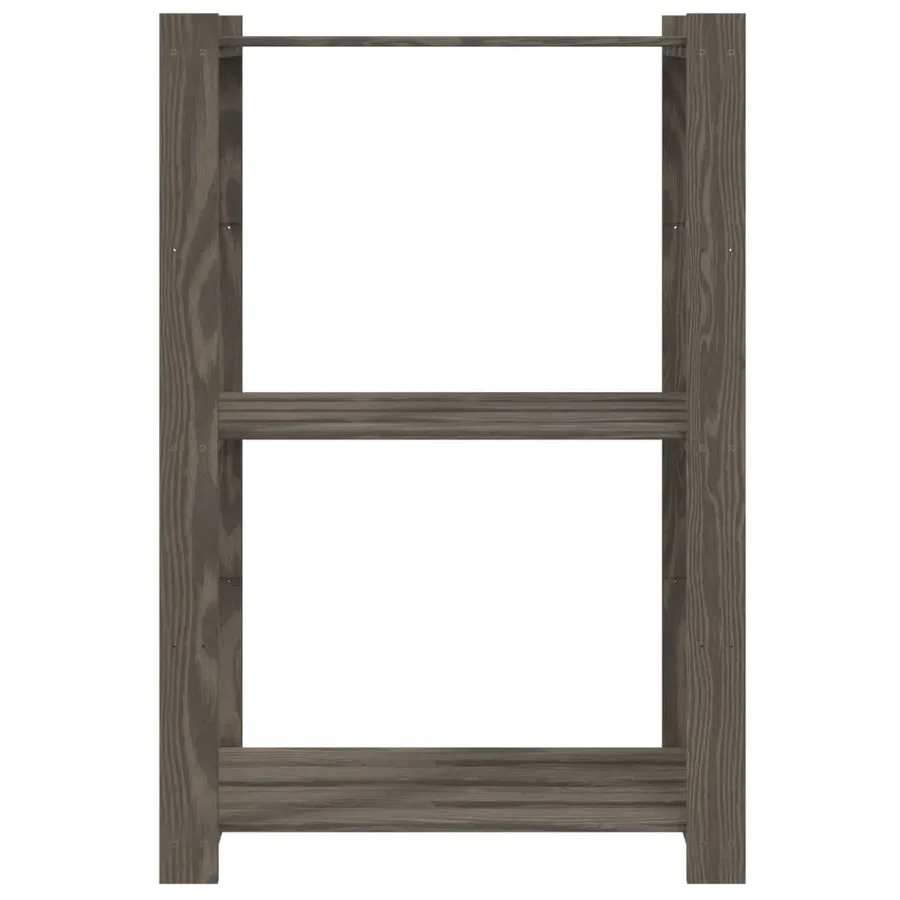 Support de rangement à 3 niveaux gris 60x38x90 cm bois de pin - 3