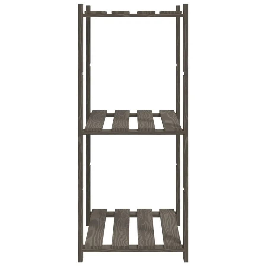 Support de rangement à 3 niveaux gris 60x38x90 cm bois de pin - 4