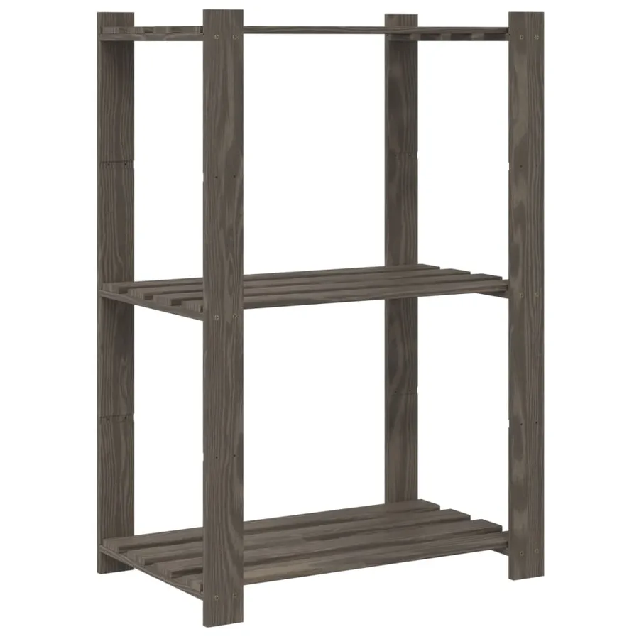 Support de rangement à 3 niveaux gris 60x38x90 cm bois de pin - 5