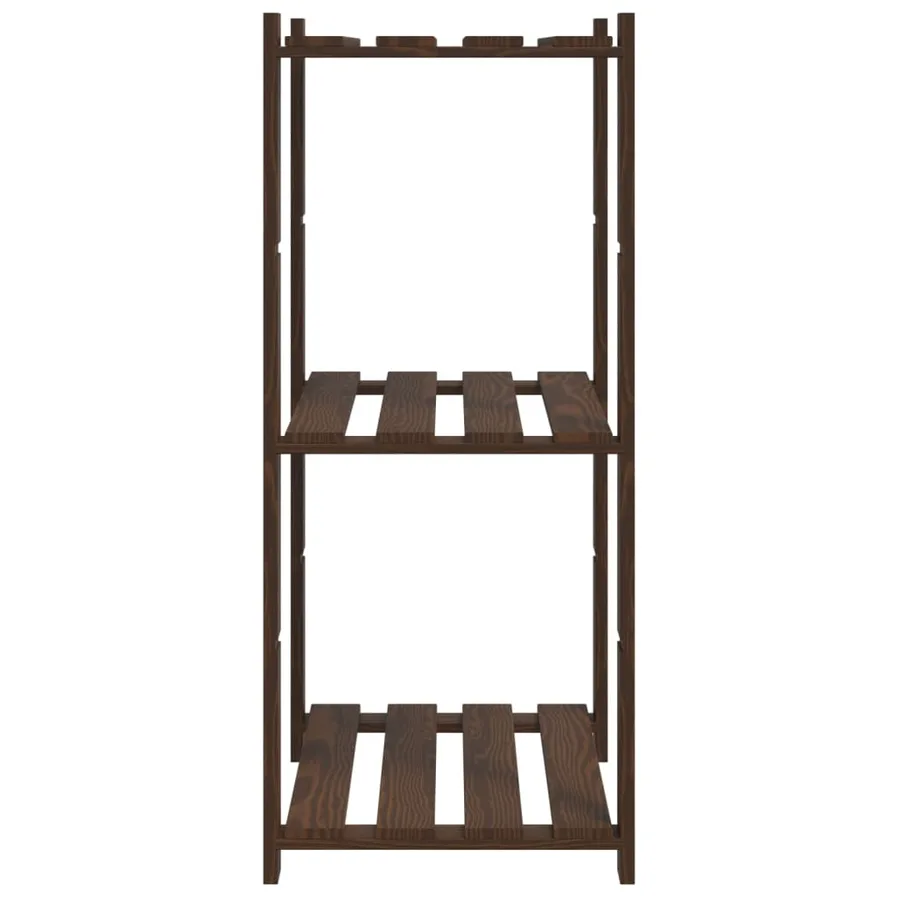 Support de rangement à 3 niveaux marron 60x38x90 cm bois de pin - 4