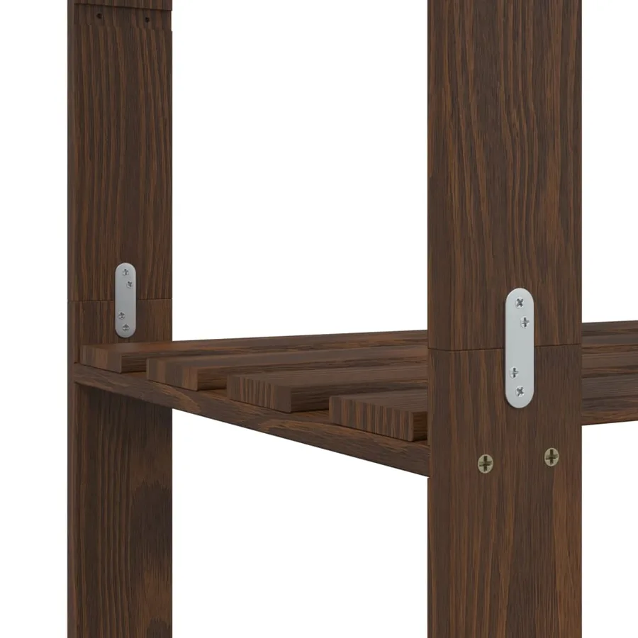 Support de rangement à 3 niveaux marron 60x38x90 cm bois de pin - 6