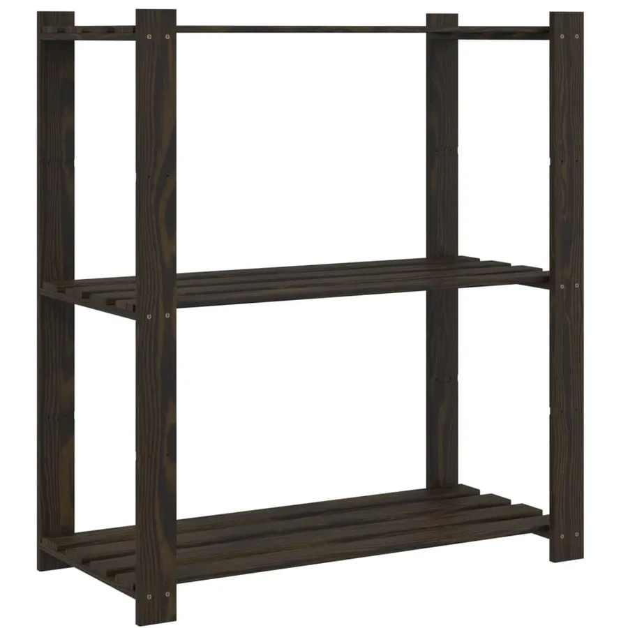 Support de rangement à 3 niveaux noir 80x38x90 cm bois pin - 2