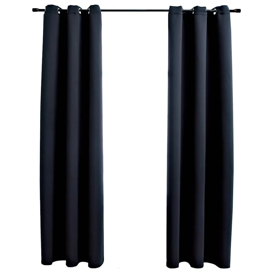 Rideaux occultants avec anneaux 2 pièces Noir 97x213 cm Tissu