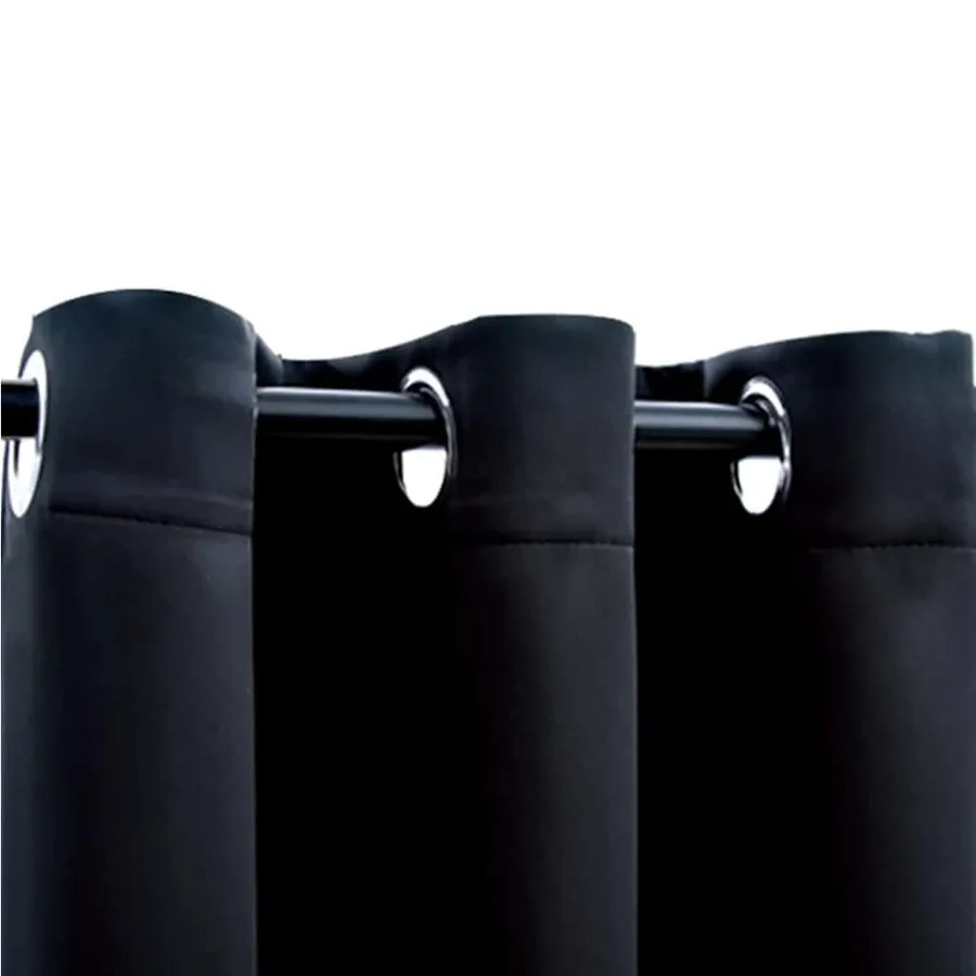 Rideaux occultants avec anneaux 2 pièces Noir 97x213 cm Tissu - 2