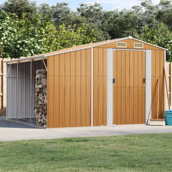 Abri de jardin marron clair 277x279x179 cm Métal galvanisé