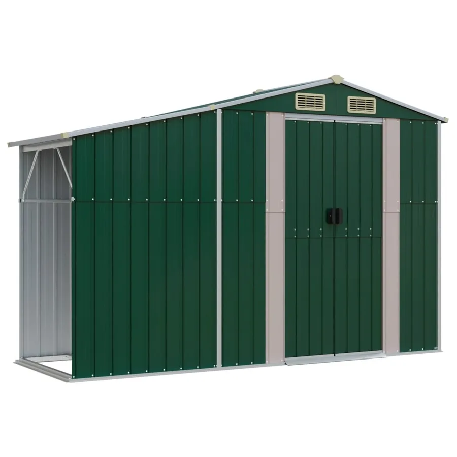 Abri de jardin vert 277x93x179 cm acier galvanisé - 2