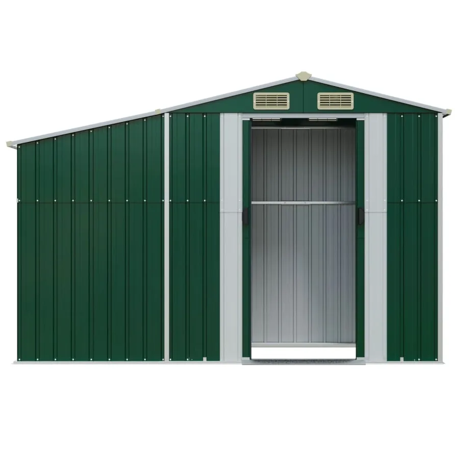 Abri de jardin vert 277x93x179 cm acier galvanisé - 4