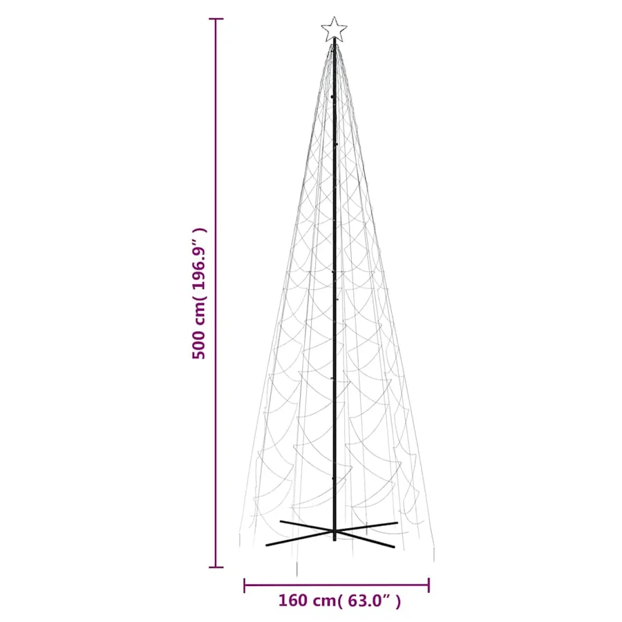 Arbre de Noël cône 1400 LED Blanc froid 160x500 cm - 10