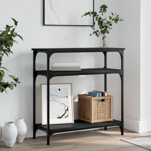 Table console noir 75x29x75 cm bois d'ingénierie