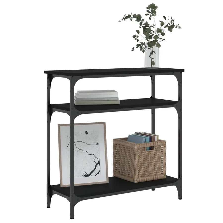 Table console noir 75x29x75 cm bois d'ingénierie - 3