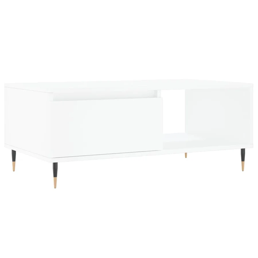 Table basse Blanc 90x50x36,5 cm Bois d'ingénierie - 2