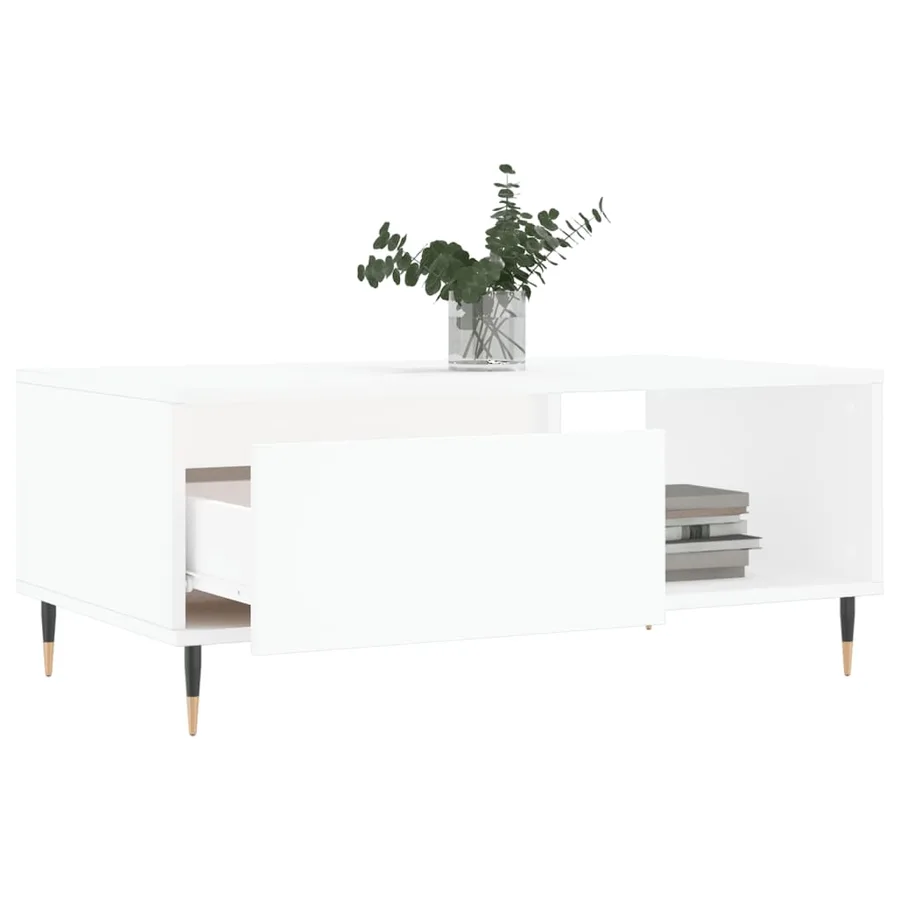 Table basse Blanc 90x50x36,5 cm Bois d'ingénierie - 4