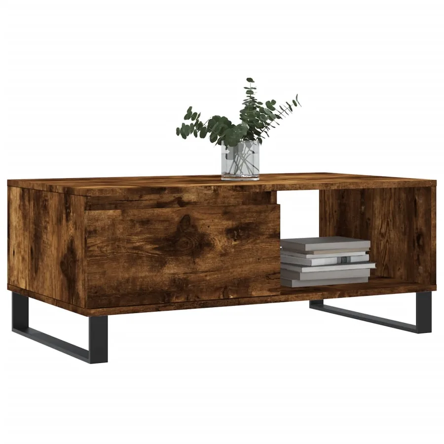 Table basse Chêne fumé 90x50x36,5 cm Bois d'ingénierie - 3