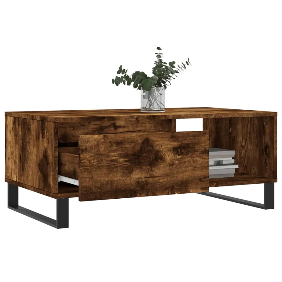 Table basse Chêne fumé 90x50x36,5 cm Bois d'ingénierie - 4