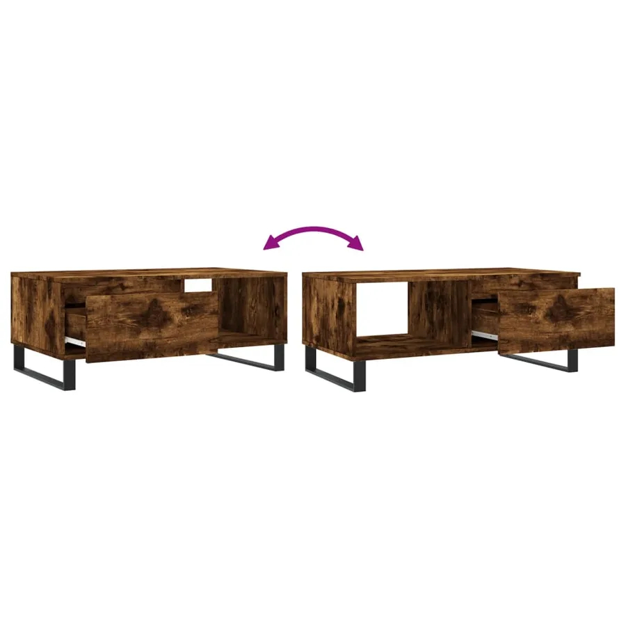 Table basse Chêne fumé 90x50x36,5 cm Bois d'ingénierie - 9