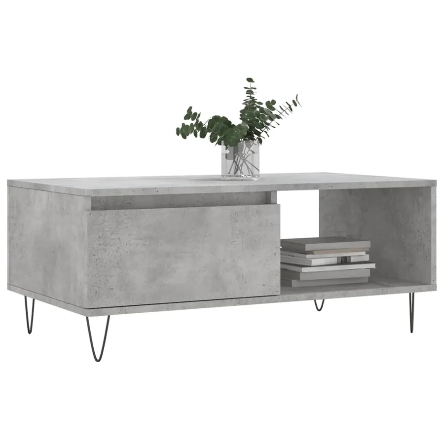 Table basse Gris béton 90x50x36,5 cm Bois d'ingénierie - 3