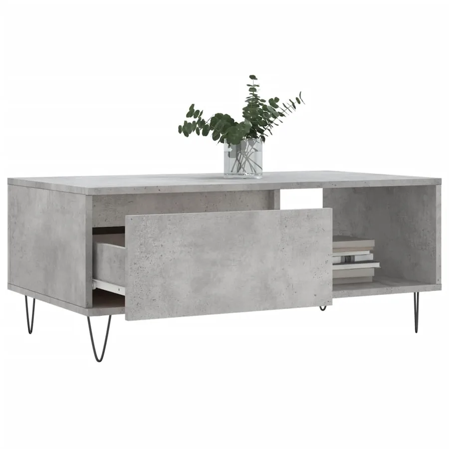 Table basse Gris béton 90x50x36,5 cm Bois d'ingénierie - 4