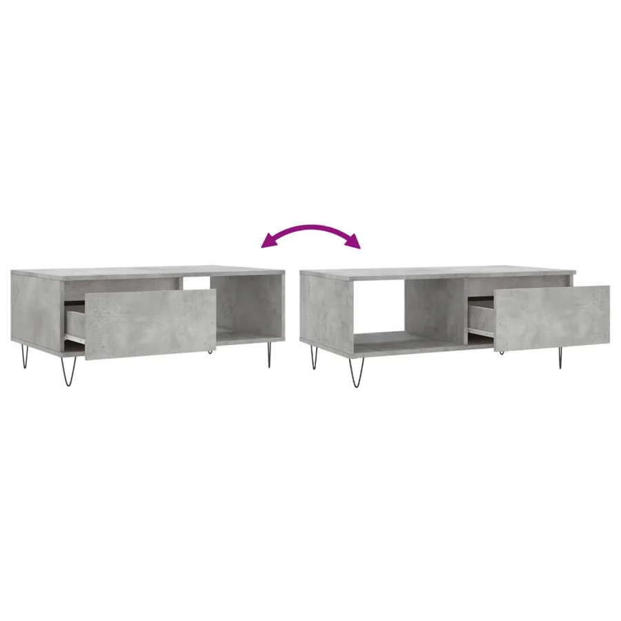 Table basse Gris béton 90x50x36,5 cm Bois d'ingénierie - 9