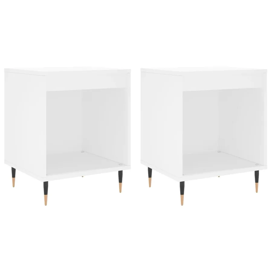 Tables de chevet 2 pcs blanc 40x35x50 cm bois d’ingénierie - 2