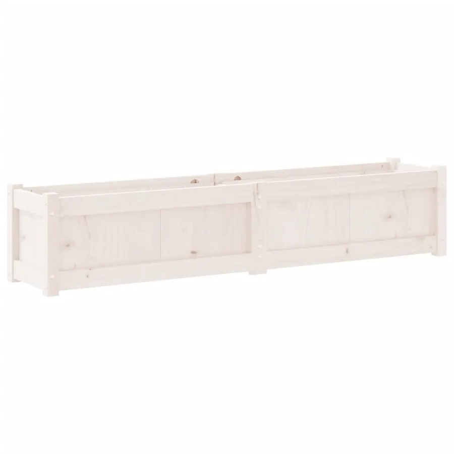 Jardinière blanc 150x31x31 cm bois massif de pin - 7