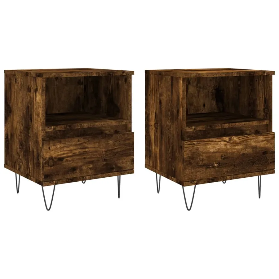 Tables de chevet 2 pcs chêne fumé 40x35x50 cm bois ingénierie - 2