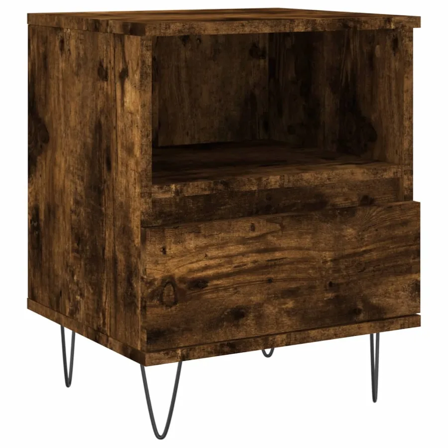Tables de chevet 2 pcs chêne fumé 40x35x50 cm bois ingénierie - 5