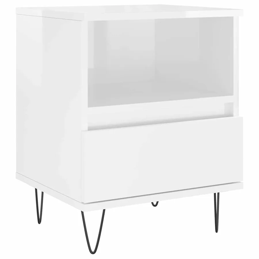 Tables de chevet 2 pcs blanc brillant 40x35x50 cm - 5