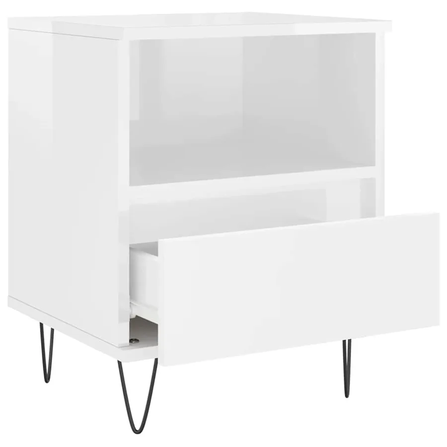 Tables de chevet 2 pcs blanc brillant 40x35x50 cm - 6