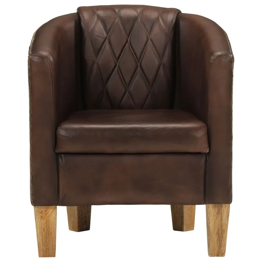 Fauteuil Marron foncé Cuir véritable - 2