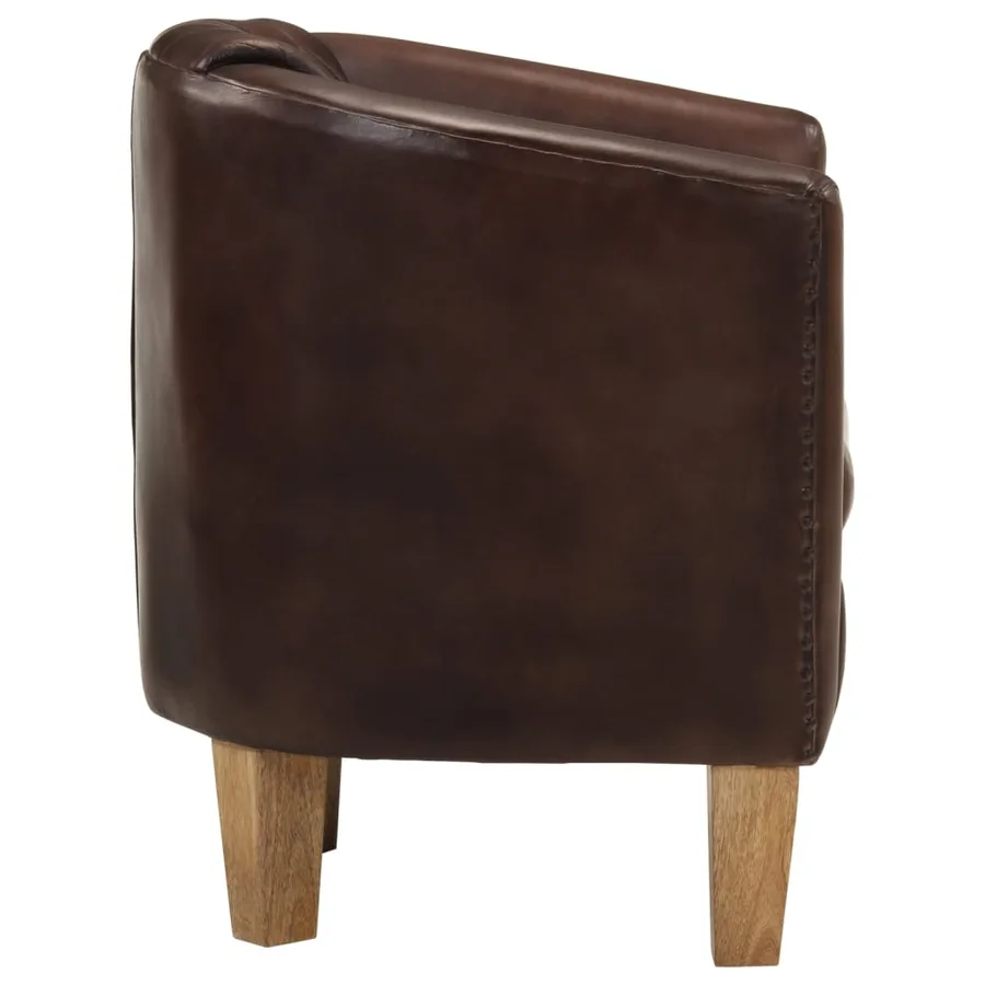 Fauteuil Marron foncé Cuir véritable - 3