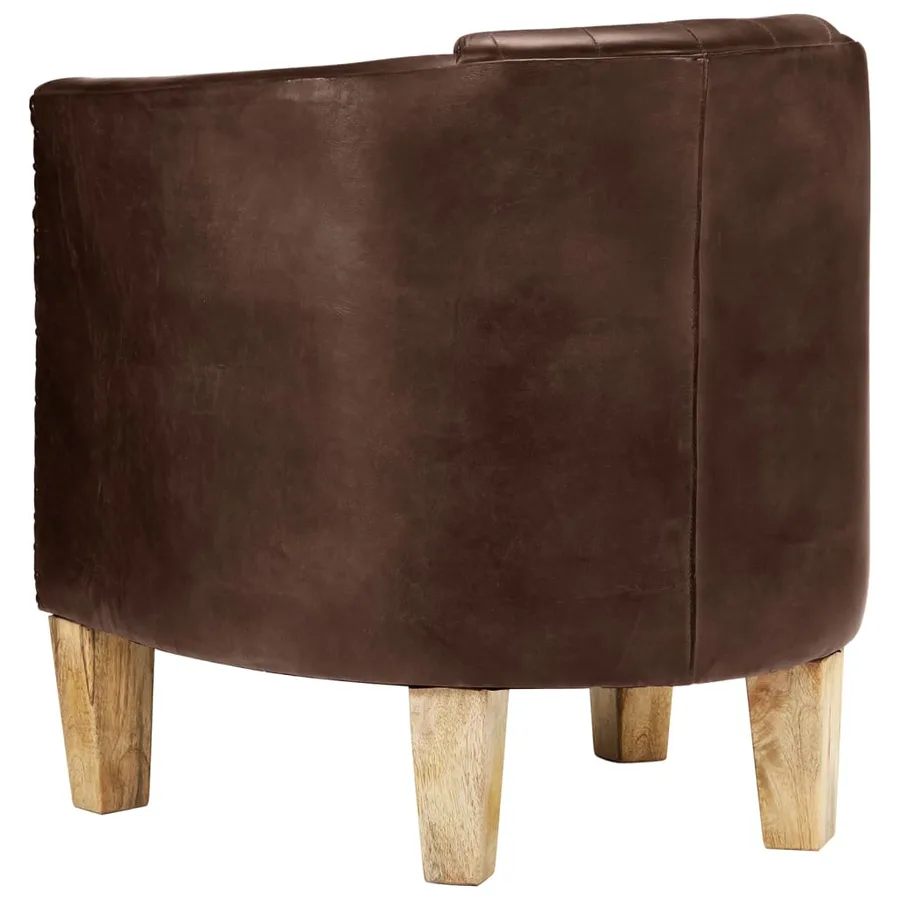 Fauteuil Marron foncé Cuir véritable - 4