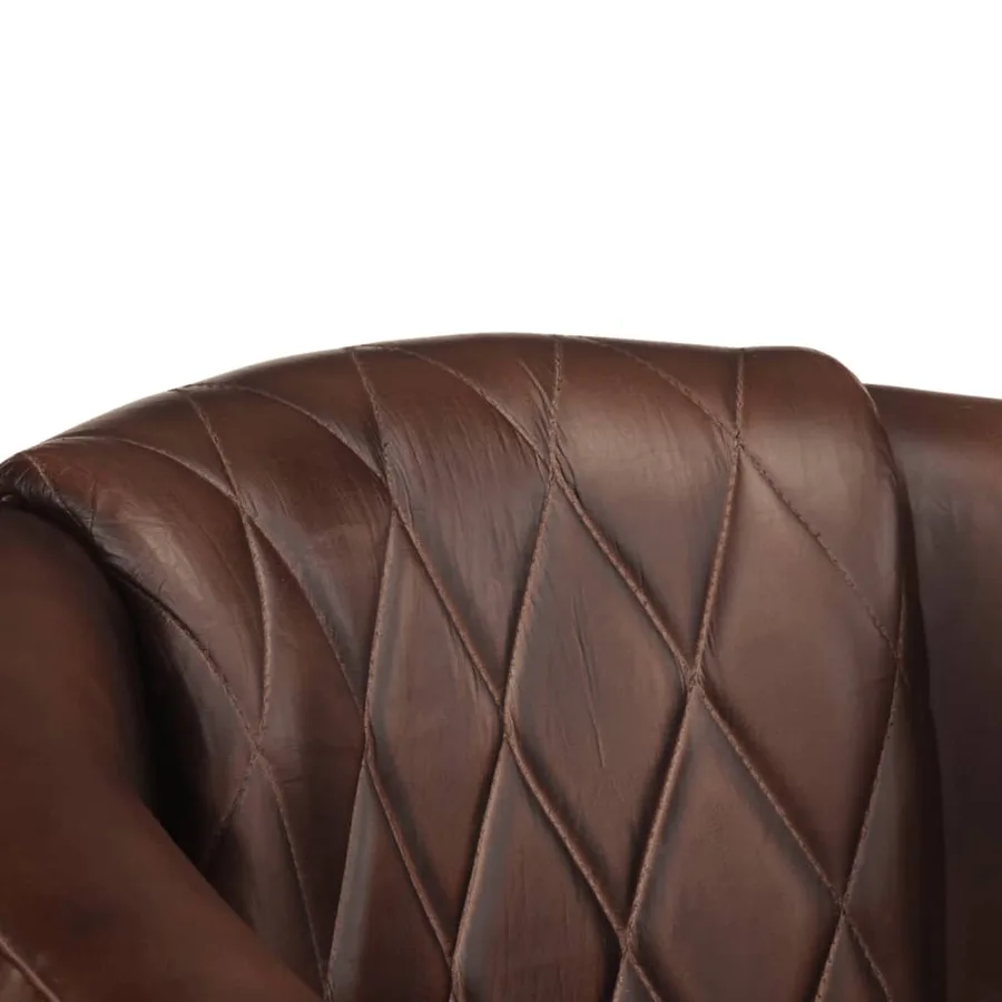Fauteuil Marron foncé Cuir véritable - 6