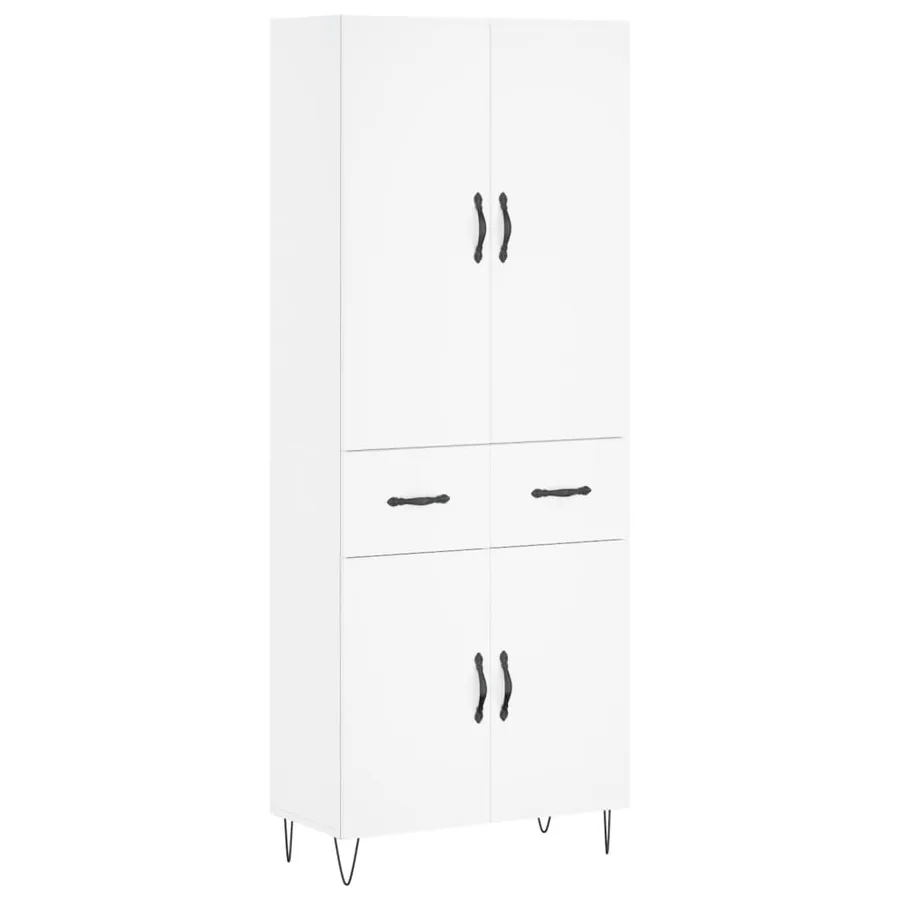 Buffet haut Blanc 69,5x34x180 cm Bois d'ingénierie - 2