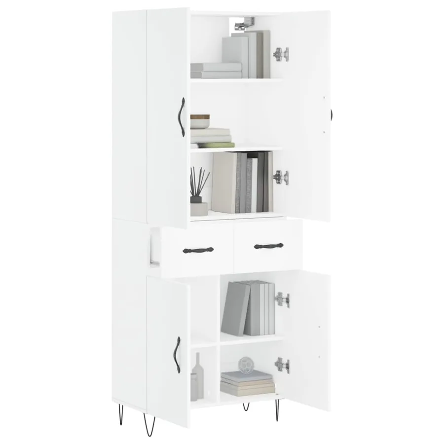 Buffet haut Blanc 69,5x34x180 cm Bois d'ingénierie - 3