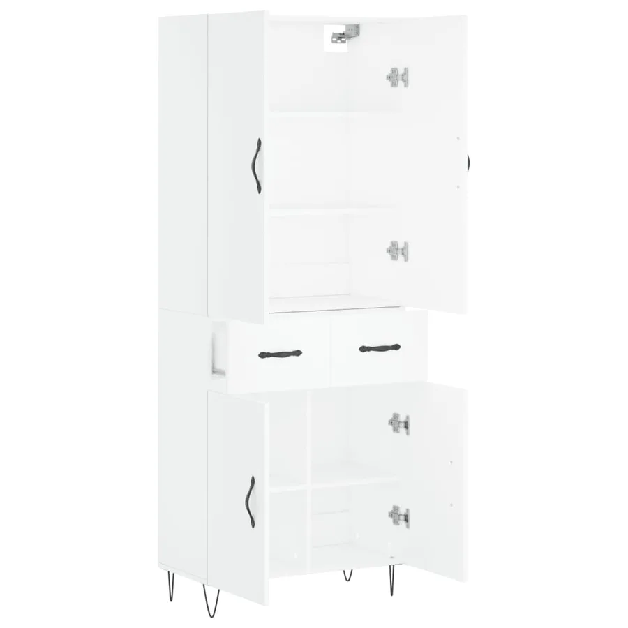 Buffet haut Blanc 69,5x34x180 cm Bois d'ingénierie - 4